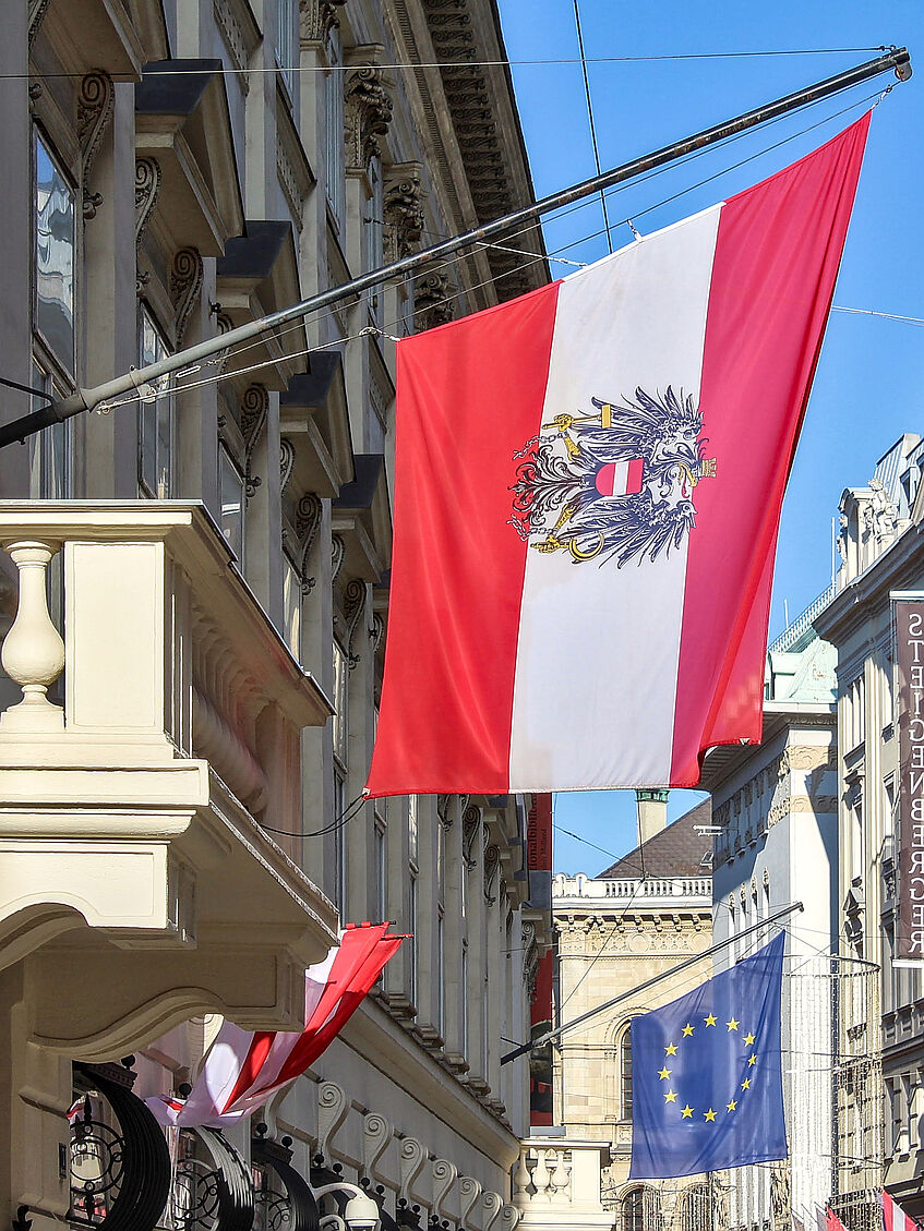 Flaggen Österreich und EU (Foto: Daniel Tibi)